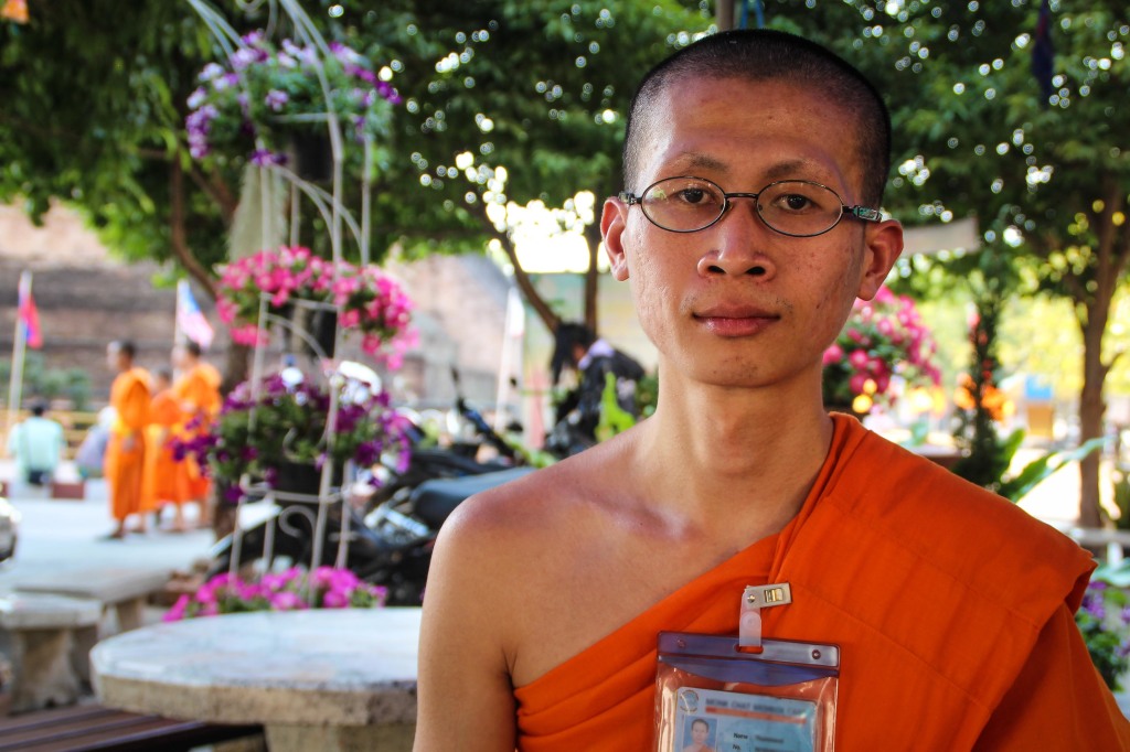Thummarat is a 2nd year student at Mahamakut Buddhist University, and a 7th year monk. (Photo by Victoria Nechodomu/Nechodomu Media)